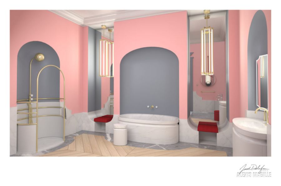 La salle de bains en marbre imaginée par Alexis Mabille