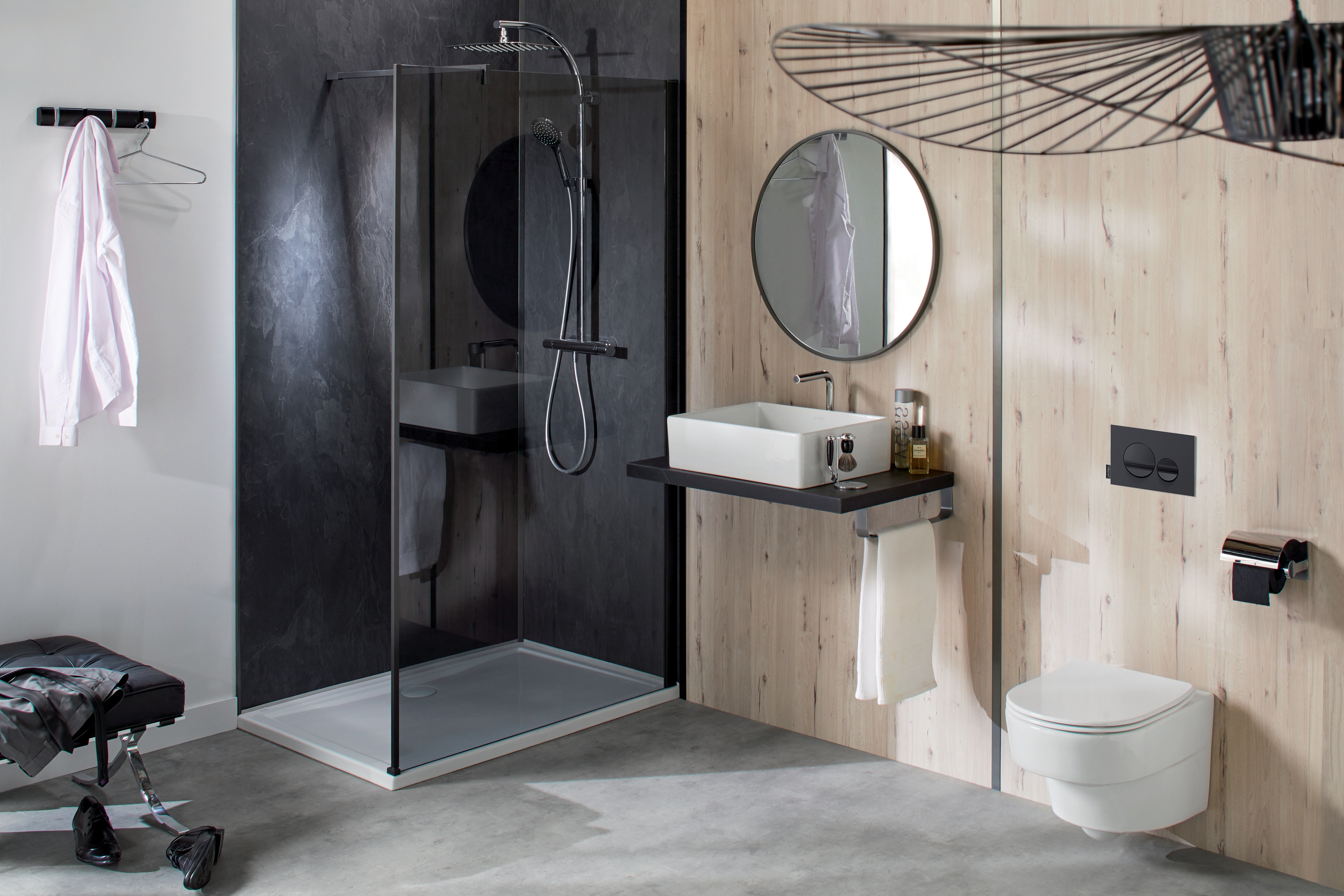 Osez associer les couleurs et les matières dans votre salle de bains avec les panneaux muraux PANOLUX